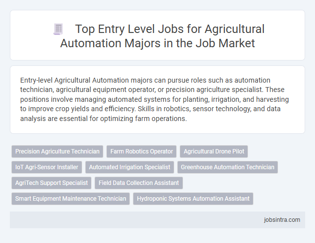 Top Entry Level Jobs for Agricultural Automation Majors in the Job Market