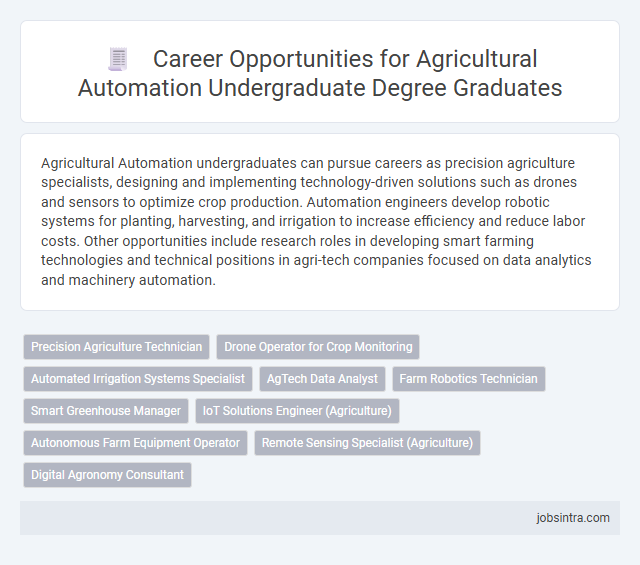 Career Opportunities for Agricultural Automation Undergraduate Degree Graduates