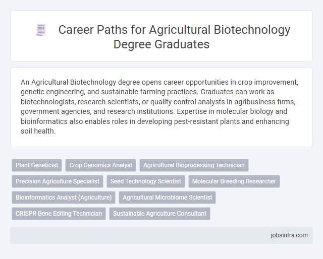 Career Paths for Agricultural Biotechnology Degree Graduates