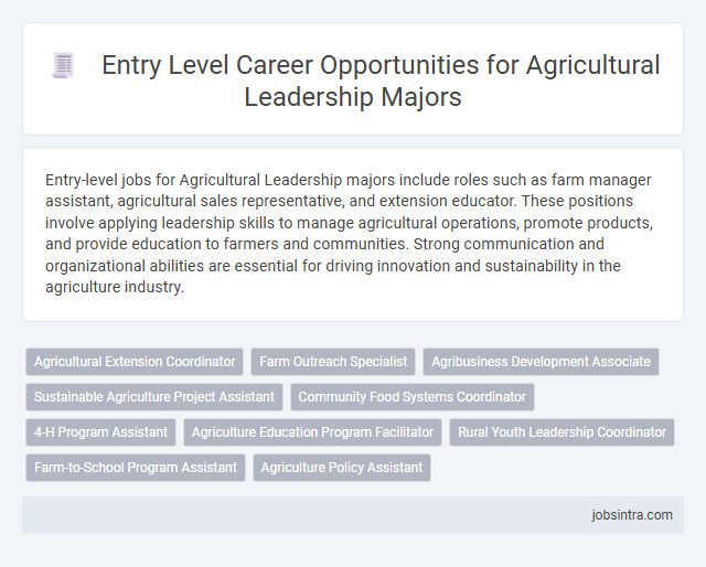 Entry Level Career Opportunities for Agricultural Leadership Majors