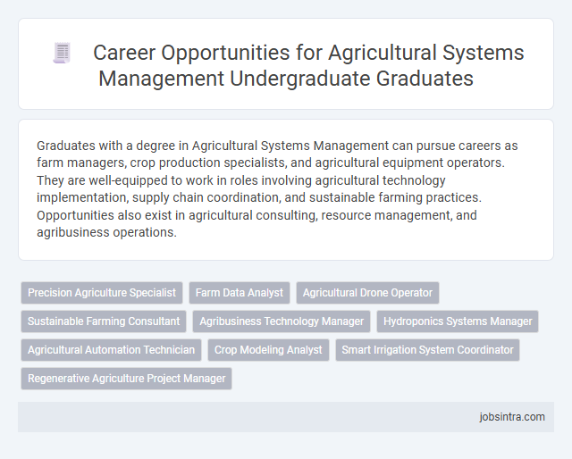 Career Opportunities for Agricultural Systems Management Undergraduate Graduates