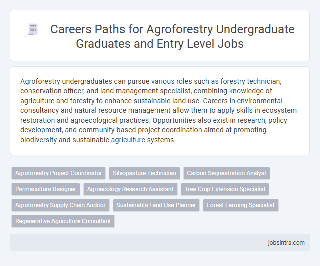 Careers Paths for Agroforestry Undergraduate Graduates and Entry Level Jobs
