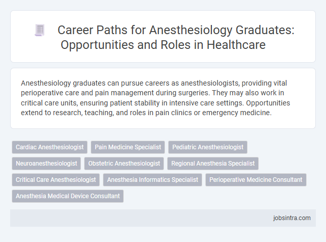 Career Paths for Anesthesiology Graduates: Opportunities and Roles in Healthcare