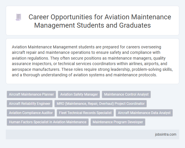 Career Opportunities for Aviation Maintenance Management Students and Graduates
