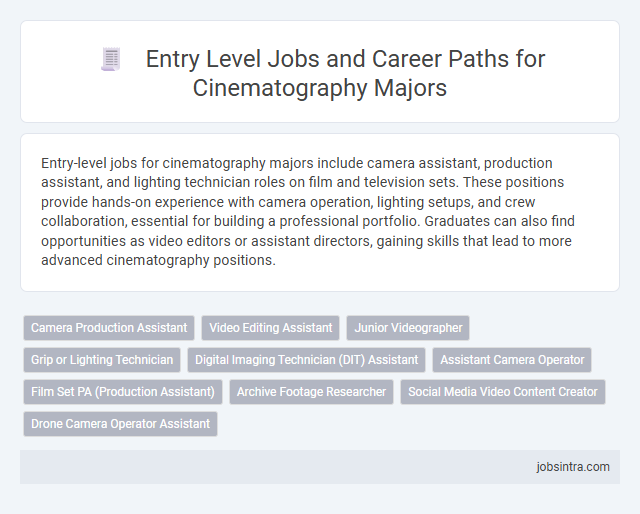 Entry Level Jobs and Career Paths for Cinematography Majors
