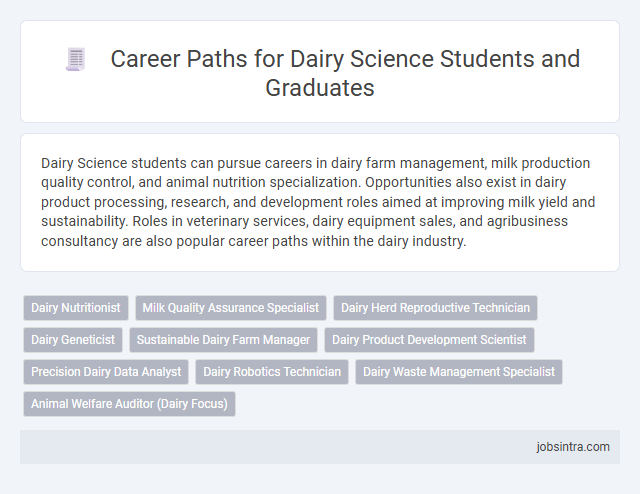Career Paths for Dairy Science Students and Graduates