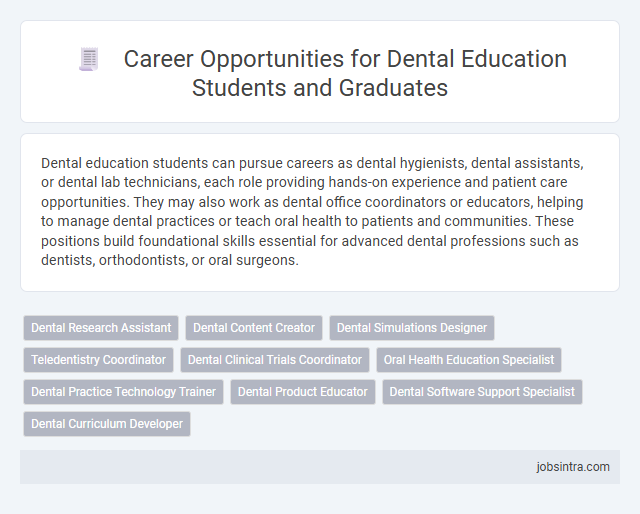 Career Opportunities for Dental Education Students and Graduates