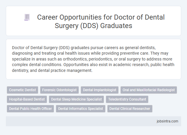 Career Opportunities for Doctor of Dental Surgery (DDS) Graduates