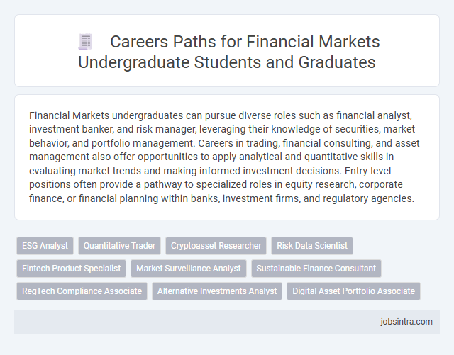 Careers Paths for Financial Markets Undergraduate Students and Graduates