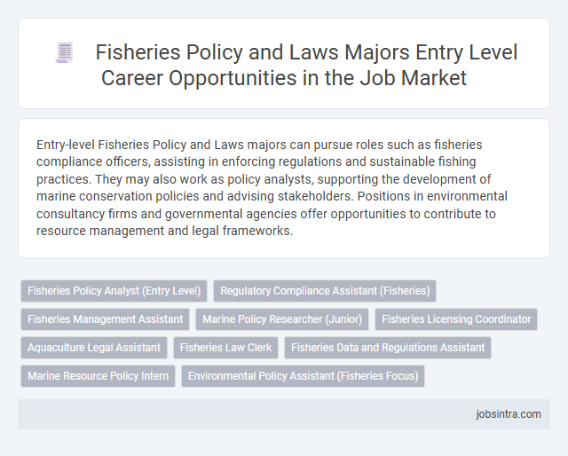 Fisheries Policy and Laws Majors Entry Level Career Opportunities in the Job Market