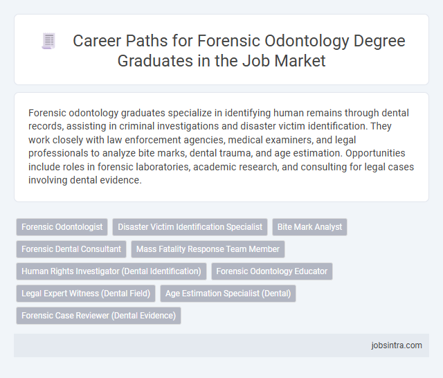 Career Paths for Forensic Odontology Degree Graduates in the Job Market