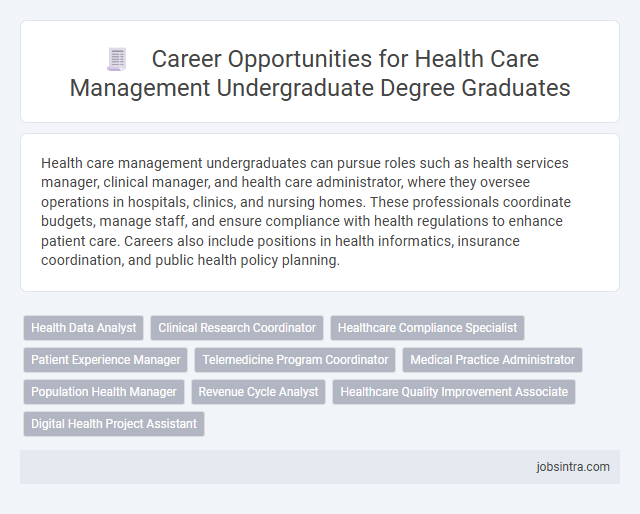 Career Opportunities for Health Care Management Undergraduate Degree Graduates