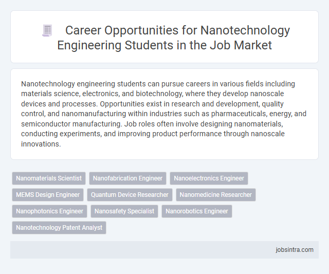 Career Opportunities for Nanotechnology Engineering Students in the Job Market