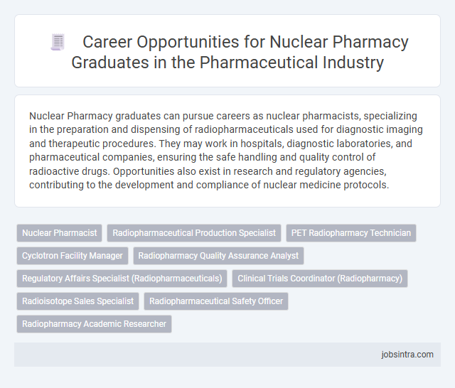Career Opportunities for Nuclear Pharmacy Graduates in the Pharmaceutical Industry