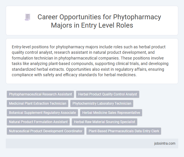 Career Opportunities for Phytopharmacy Majors in Entry Level Roles