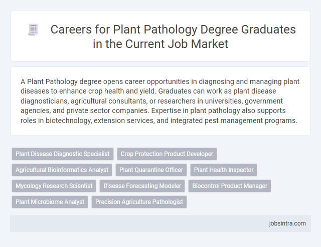 Careers for Plant Pathology Degree Graduates in the Current Job Market