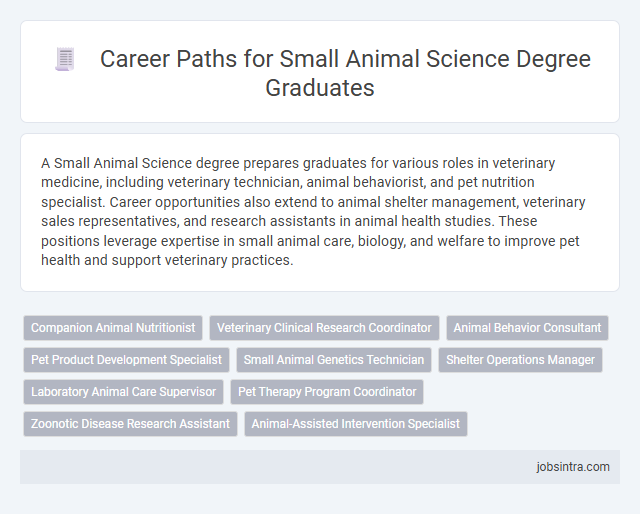 Career Paths for Small Animal Science Degree Graduates