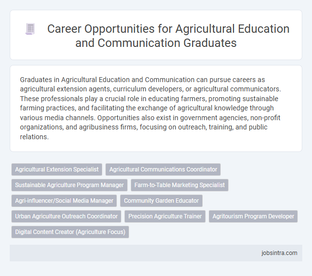 Career Opportunities for Agricultural Education and Communication Graduates