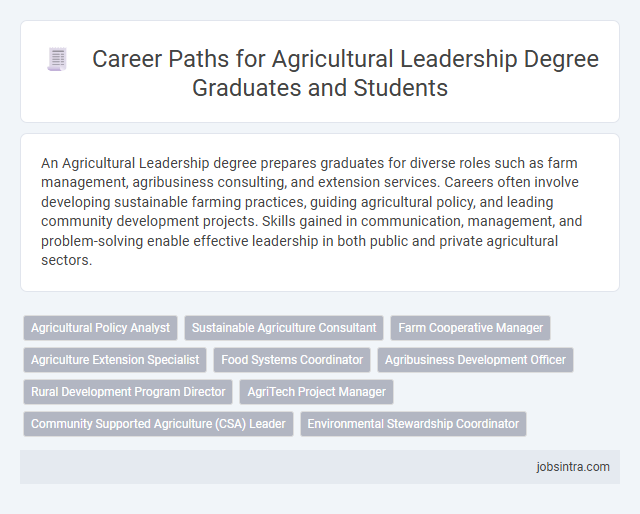 Career Paths for Agricultural Leadership Degree Graduates and Students