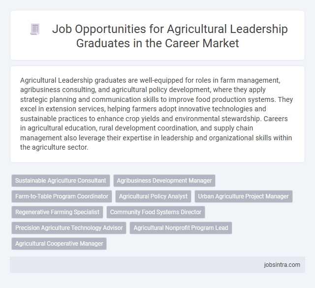 Job Opportunities for Agricultural Leadership Graduates in the Career Market