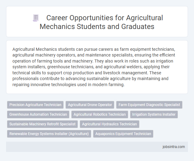 Career Opportunities for Agricultural Mechanics Students and Graduates