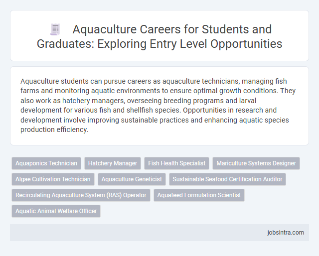 Aquaculture Careers for Students and Graduates: Exploring Entry Level Opportunities