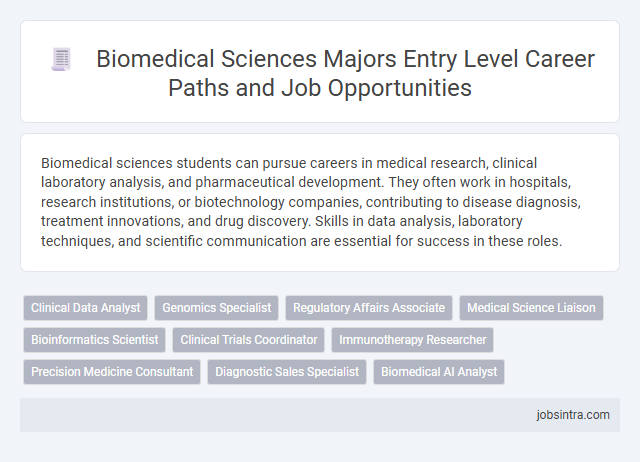 Biomedical Sciences Majors Entry Level Career Paths and Job Opportunities