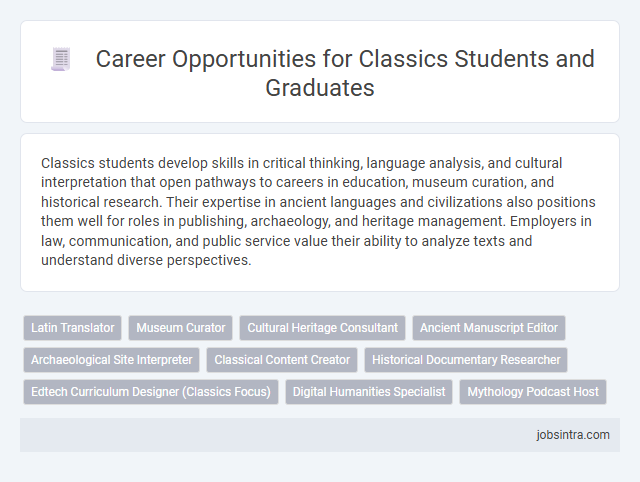 Career Opportunities for Classics Students and Graduates