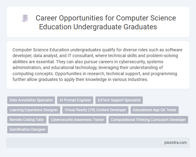 Career Opportunities for Computer Science Education Undergraduate Graduates