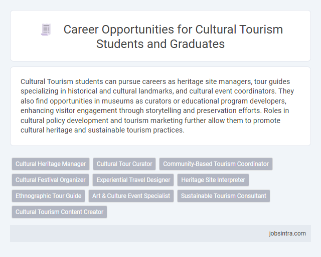 Career Opportunities for Cultural Tourism Students and Graduates