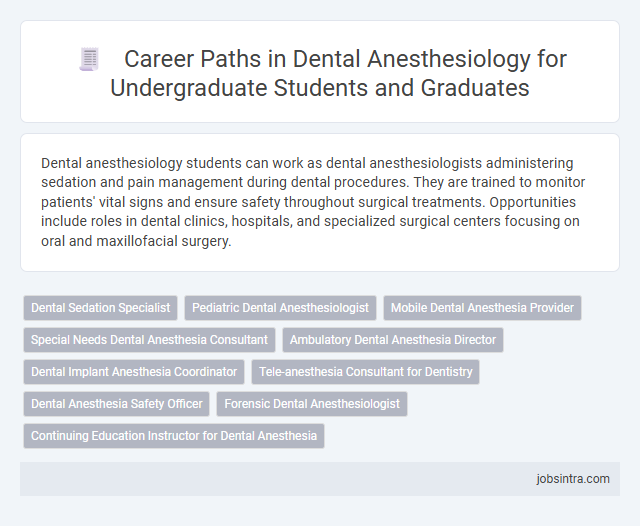Career Paths in Dental Anesthesiology for Undergraduate Students and Graduates
