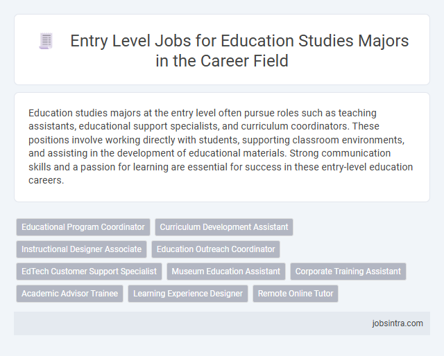 Entry Level Jobs for Education Studies Majors in the Career Field
