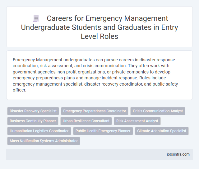 Careers for Emergency Management Undergraduate Students and Graduates in Entry Level Roles