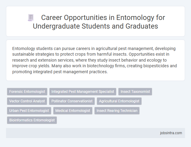 Career Opportunities in Entomology for Undergraduate Students and Graduates