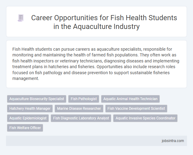 Career Opportunities for Fish Health Students in the Aquaculture Industry