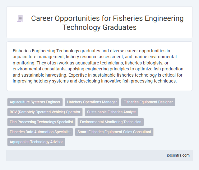 Career Opportunities for Fisheries Engineering Technology Graduates