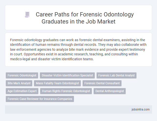 Career Paths for Forensic Odontology Graduates in the Job Market