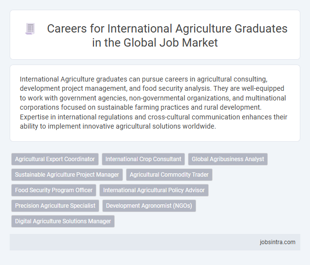 Careers for International Agriculture Graduates in the Global Job Market