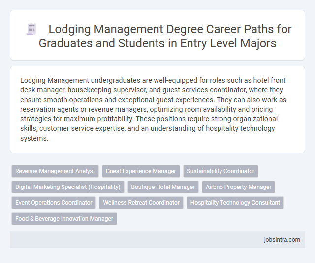 Lodging Management Degree Career Paths for Graduates and Students in Entry Level Majors