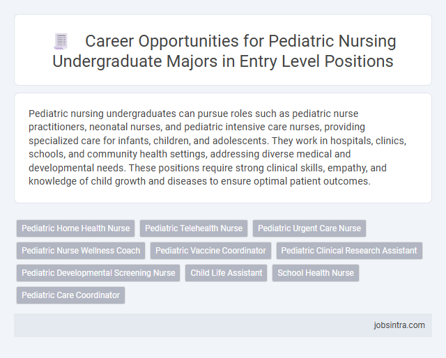 Career Opportunities for Pediatric Nursing Undergraduate Majors in Entry Level Positions