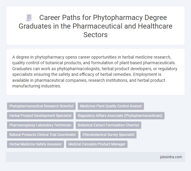 Career Paths for Phytopharmacy Degree Graduates in the Pharmaceutical and Healthcare Sectors