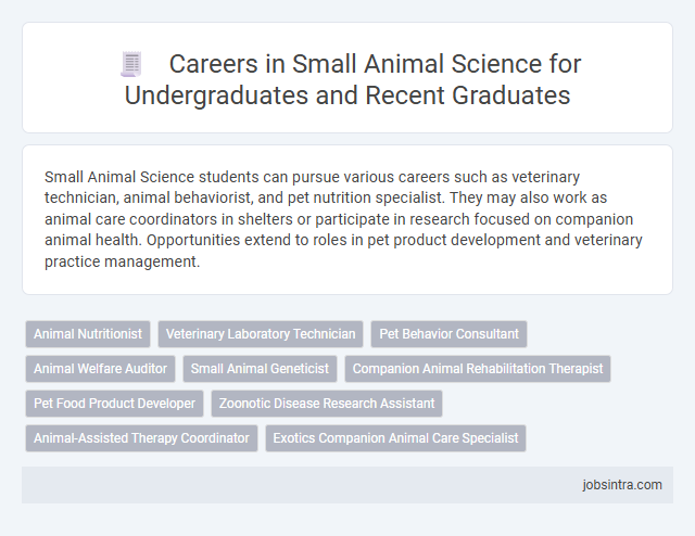 Careers in Small Animal Science for Undergraduates and Recent Graduates