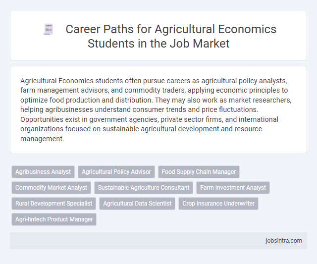 Career Paths for Agricultural Economics Students in the Job Market