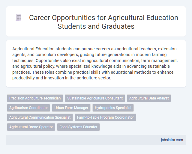 Career Opportunities for Agricultural Education Students and Graduates