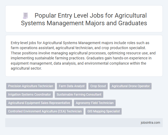 Popular Entry Level Jobs for Agricultural Systems Management Majors and Graduates