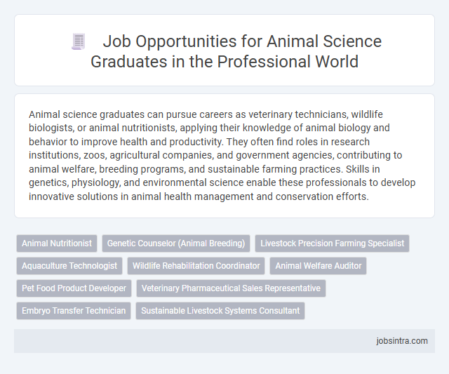 Job Opportunities for Animal Science Graduates in the Professional World