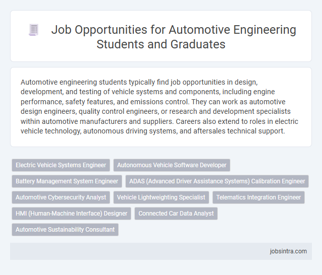 Job Opportunities for Automotive Engineering Students and Graduates