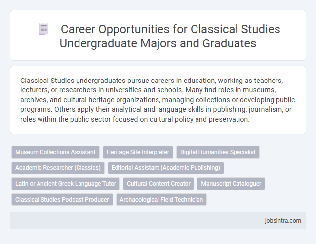 Career Opportunities for Classical Studies Undergraduate Majors and Graduates
