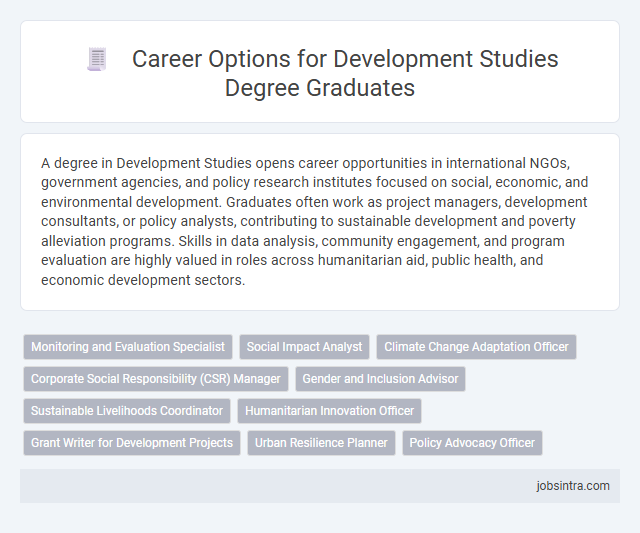 Career Options for Development Studies Degree Graduates