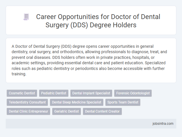 Career Opportunities for Doctor of Dental Surgery (DDS) Degree Holders